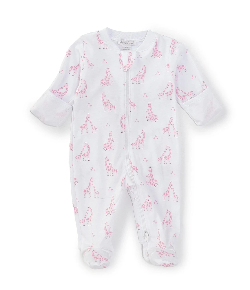 Kissy Kissy Baby Girls Newborn-9 Months Long Sleeve Giraffe-Printed Footie Coverall