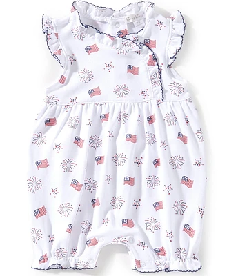 Kissy Kissy Newborn Girls Newborn-24 Months Flutter-Sleeve Bold Stripes & Bright Stars Romper