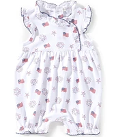 Kissy Kissy Baby Girls Flutter-Sleeve Bold Stripes & Bright Stars Romper