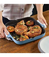 Kitchenaid Enameled Cast Iron Square Grill and Roasting Pan, 11-Inch