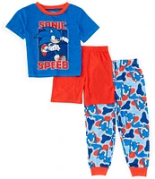 Komar Kids Little /Big Boys 4-10 Short Sleeve Sonic 3-Piece Pajama Set