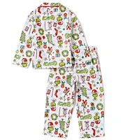 Komar Kids Little/Big Boys 2T-14 Long-Sleeve Grinch Brushed Micro Jersey Pajama Top & Matching Pajama Pants Set