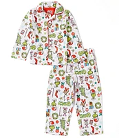 Komar Kids Little/Big Boys 2T-14 Long-Sleeve Grinch Brushed Micro Jersey Pajama Top & Matching Pajama Pants Set