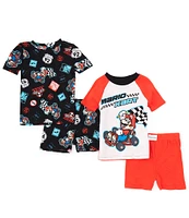 Komar Kids Little/Big Boys 4-10 Short Sleeve Mario Kart 4-Piece Pajama Set