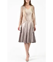 Komarov Charmeuse Chiffon Ombre V-Neck 2-Piece Jacket Dress Set