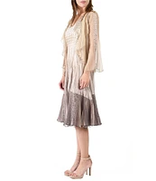 Komarov Charmeuse Chiffon Ombre V-Neck 2-Piece Jacket Dress Set