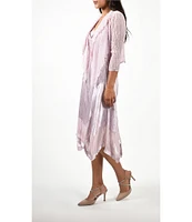 Komarov Charmeuse Chiffon Round Neck Sleeveless Hankerchief Hem 2-Piece Jacket Dress