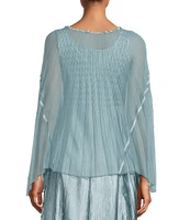 Komarov Popover Chiffon Round Neck Long Sleeve Handkerchief Hem Midi Dress