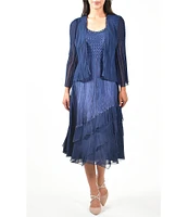 Komarov Tiered Ruffle Hem 2-Piece Jacket Dress