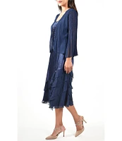 Komarov Tiered Ruffle Hem 2-Piece Jacket Dress