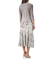 Komarov V-Neck Layered Ruffle Hem 2-Piece Jacket Dress