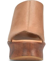 Kork-Ease Cassia Leather Platform Block Heel Clog Slides