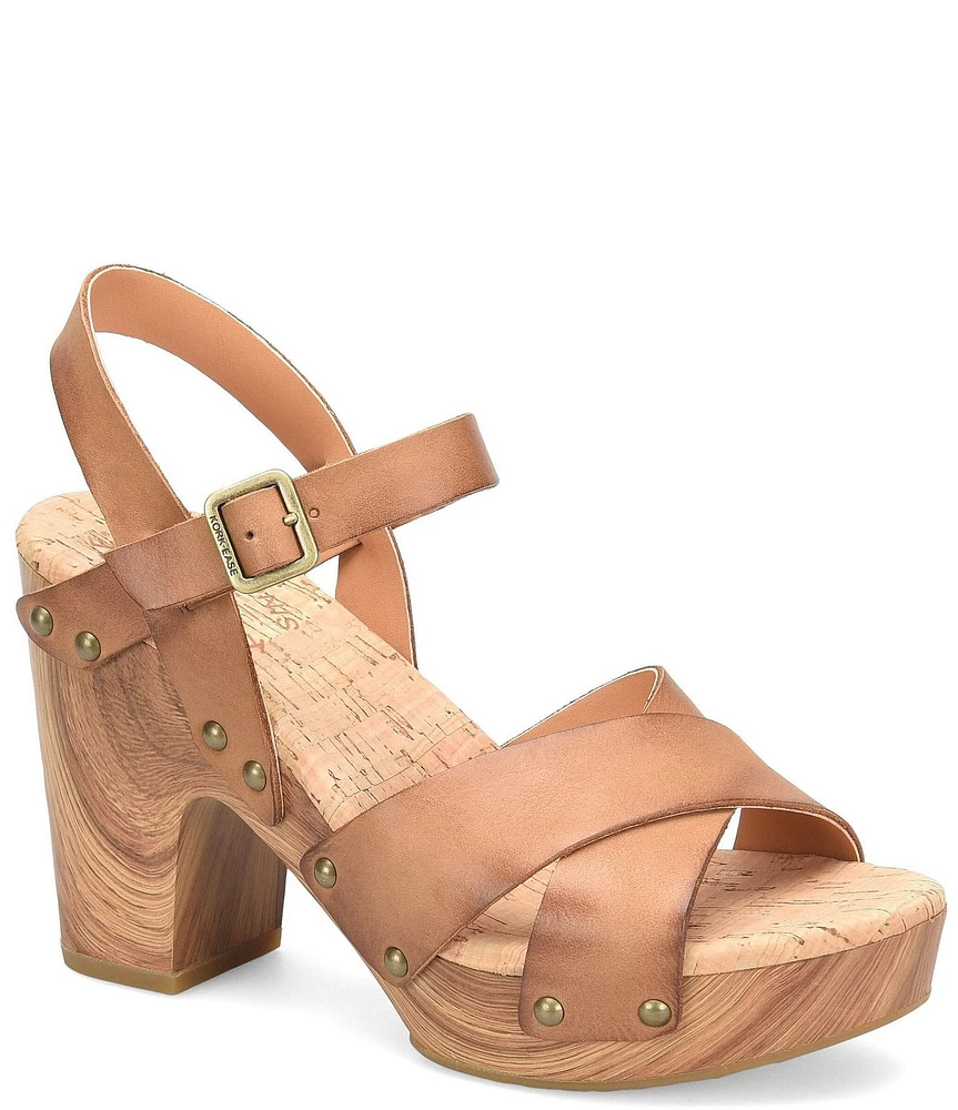 Kork-Ease Drew Leather Cross Banded Platform Sandals