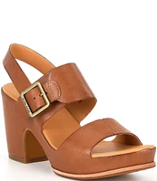 Kork-Ease San Carlos Leather Buckle Platform Block Heel Clog Sandals