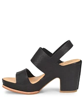 Kork-Ease San Carlos Leather Buckle Platform Block Heel Clog Sandals