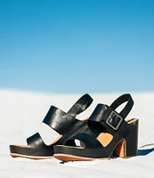 Kork-Ease San Carlos Leather Buckle Platform Block Heel Clog Sandals