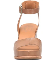 Kork-Ease Stasia Leather Covered Heel Ankle Strap Platform Sandals