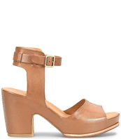 Kork-Ease Stasia Leather Covered Heel Ankle Strap Platform Sandals