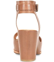 Kork-Ease Stasia Leather Covered Heel Ankle Strap Platform Sandals