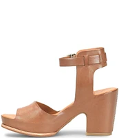 Kork-Ease Stasia Leather Covered Heel Ankle Strap Platform Sandals