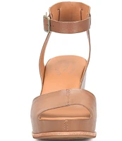 Kork-Ease Stasia Leather Covered Heel Ankle Strap Platform Sandals