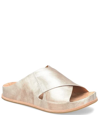 Kork-Ease Tutsi Cross Band Leather Slide Sandals