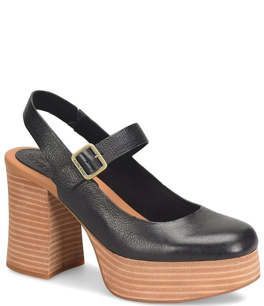 Kork-Ease Vanya Leather Platform Mary Jane Pumps