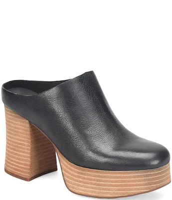 Kork-Ease Veronica Leather Platform Block Heel Clogs