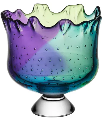 Kosta Boda Poppy Glass Abstract Decorative Multi Colored Ombre 6.5#double; Footed Bowl