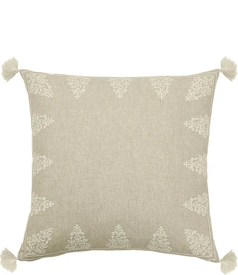 Kravet Chain Embroidered Tassel Square Pillow