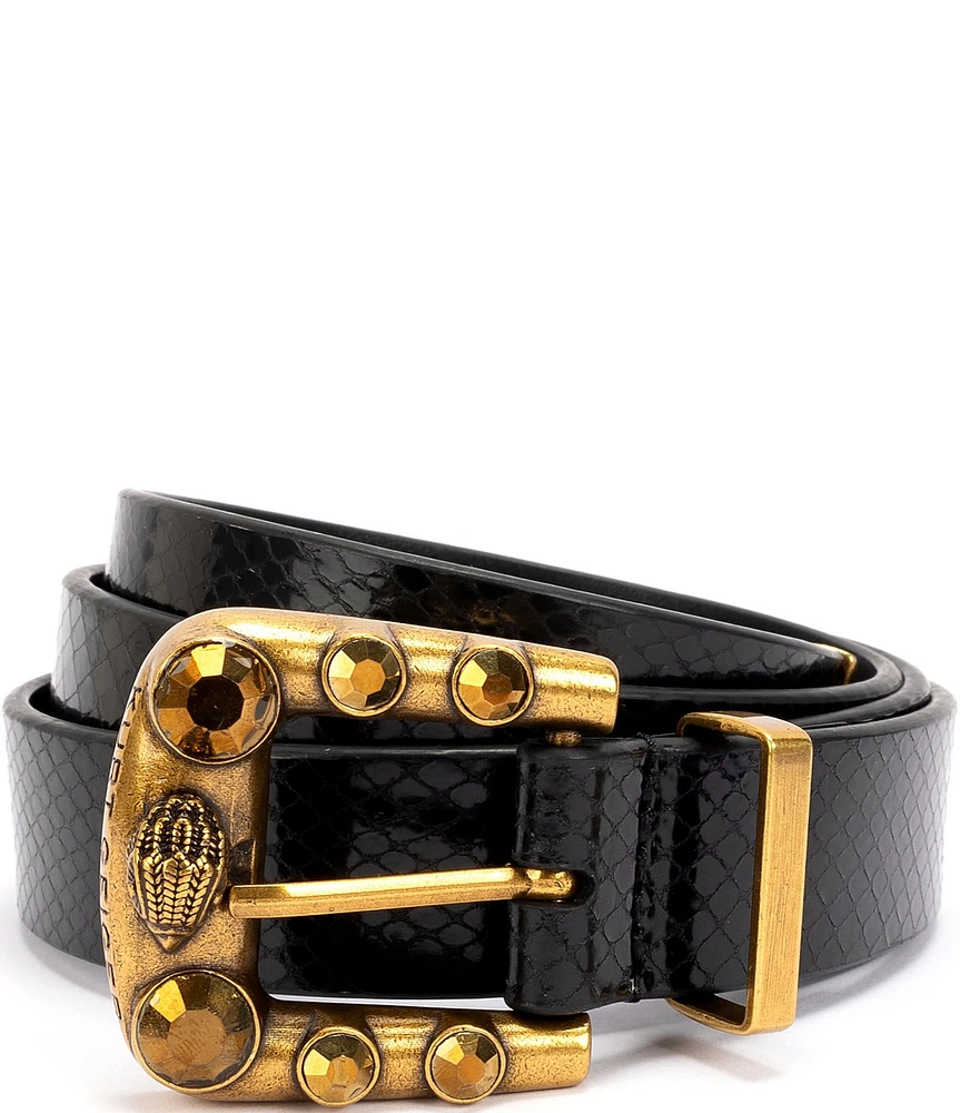 Kurt Geiger London .98#double; Snake Print Western Leather Belt