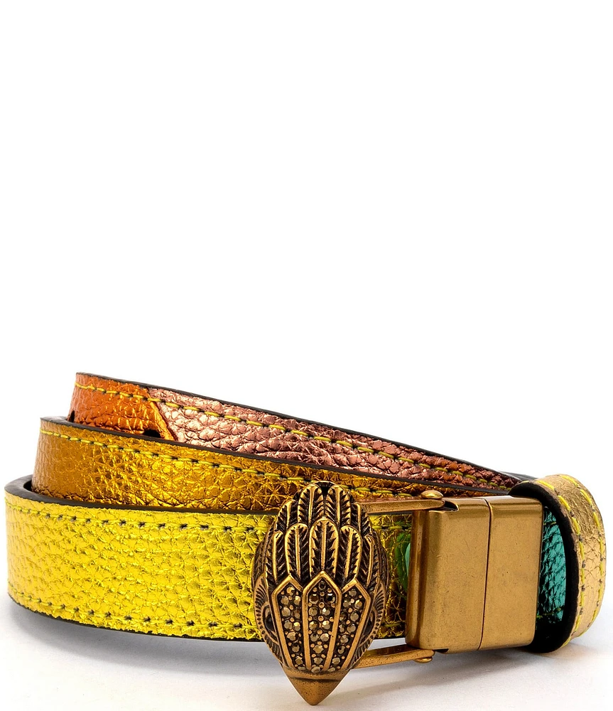 Kurt Geiger London 0.78#double; Metallic Rainbow Reversible Leather Belt