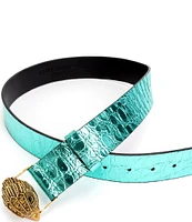 Kurt Geiger London 1.5#double; Metallic Croco Leather Belt