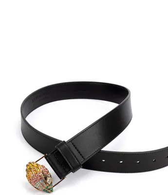 Kurt Geiger London 1.5#double; Rainbow Crystal Eagle Buckle Leather Belt