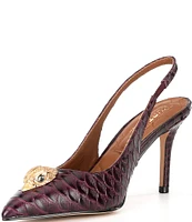 Kurt Geiger London Belgravia High Snake Print Leather Slingback Dress Pumps