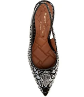 Kurt Geiger London Belgravia High Snake Print Leather Slingback Dress Pumps