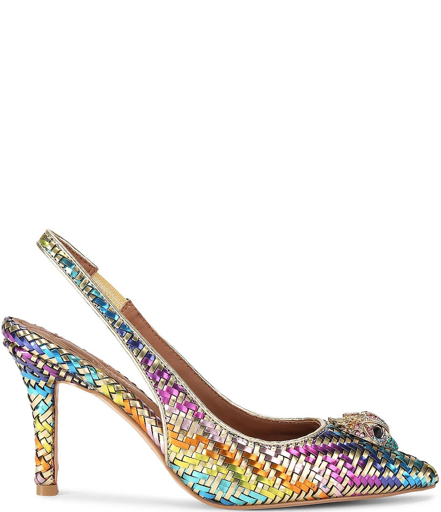 Kurt Geiger London Belgravia High Woven Metallic Slingback Pumps