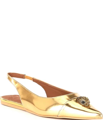 Kurt Geiger London Belgravia Mirror Metallic Leather Slingback Flats