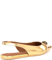 Kurt Geiger London Belgravia Mirror Metallic Leather Slingback Flats