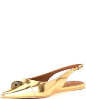 Kurt Geiger London Belgravia Mirror Metallic Leather Slingback Flats