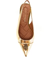 Kurt Geiger London Belgravia Mirror Metallic Leather Slingback Flats