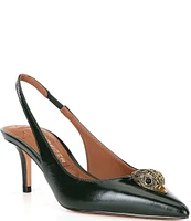 Kurt Geiger London Belgravia Snake Print Leather Slingback Pumps