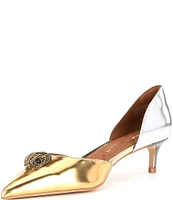 Kurt Geiger London Belgravia Two Toned Mirror Metallic Leather Dorsay Heels