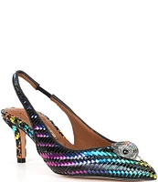 Kurt Geiger London Belgravia Woven Rainbow Leather Slingback Pumps