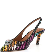 Kurt Geiger London Belgravia Woven Rainbow Leather Slingback Pumps