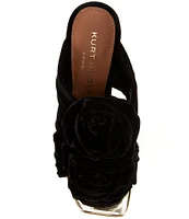 Kurt Geiger London Bloom Velvet Flower Square Toe Mules