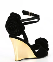 Kurt Geiger London Bloom Velvet Wedge Sandals