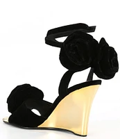 Kurt Geiger London Bloom Velvet Wedge Sandals