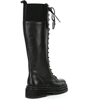 Kurt Geiger London Chelsea Combat Leather Lace Up Knee High Boots