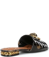 Kurt Geiger London Chelsea Crocodile Patent Leather Flat Slide Sandals